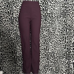 Women's High-Waisted Burgundy Pants